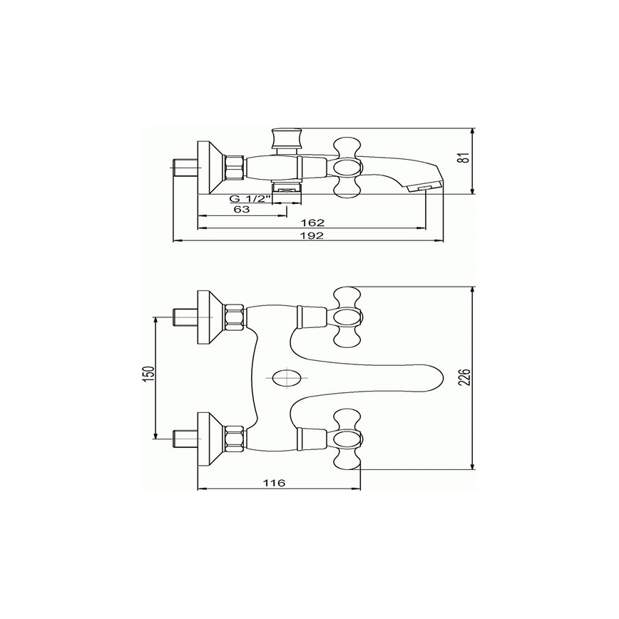 Novaservis - Badekarbatteri TITANIA RETRO poleret krom
