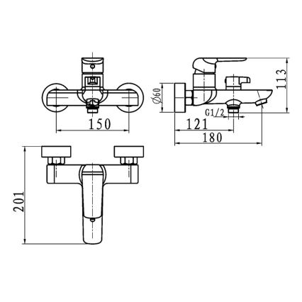 Novaservis - Badekarsarmatur NOBLESS TINA i blank krom