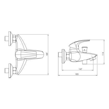 Novaservis - Badekarsbatteri METALIA, blank krom