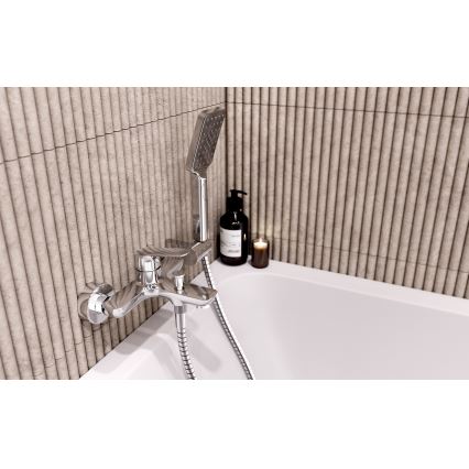 Novaservis - Badekarsæt med blandingsbatteri METALIA, poleret krom