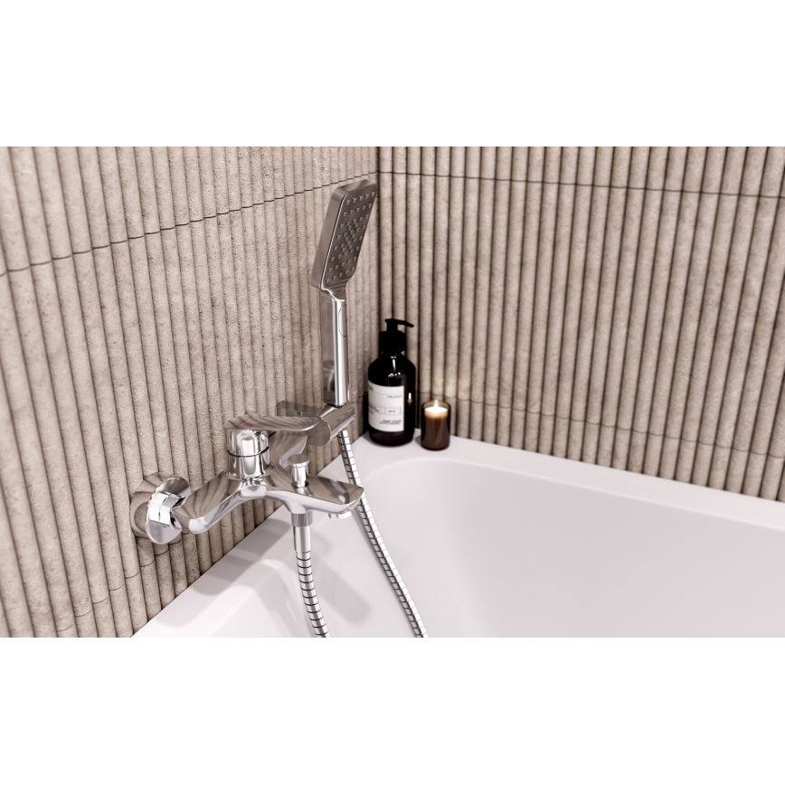 Novaservis - Badekarsæt med blandingsbatteri METALIA, poleret krom