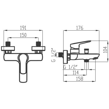 Novaservis - Badekarsæt med blandingsbatteri METALIA, poleret krom