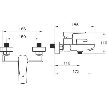 Novaservis - Badekarsæt med METALIA-armatur, sort