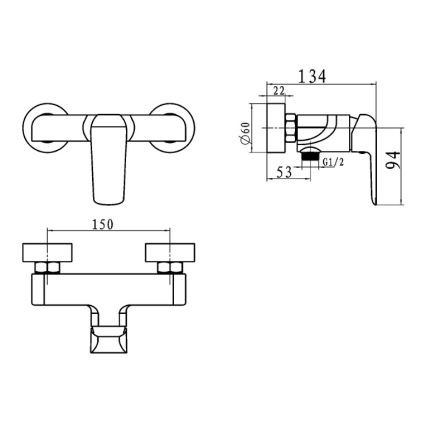Novaservis - Brusebatteri NOBLESS TINA, poleret krom