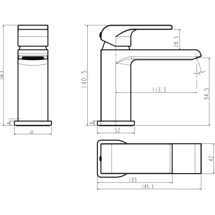 Novaservis - Håndvaskarmatur NOBLESS SHARP, poleret krom