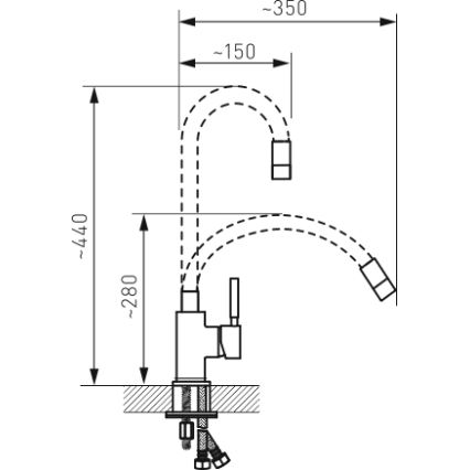 Novaservis - Hane m. fleksibel arm mat sort