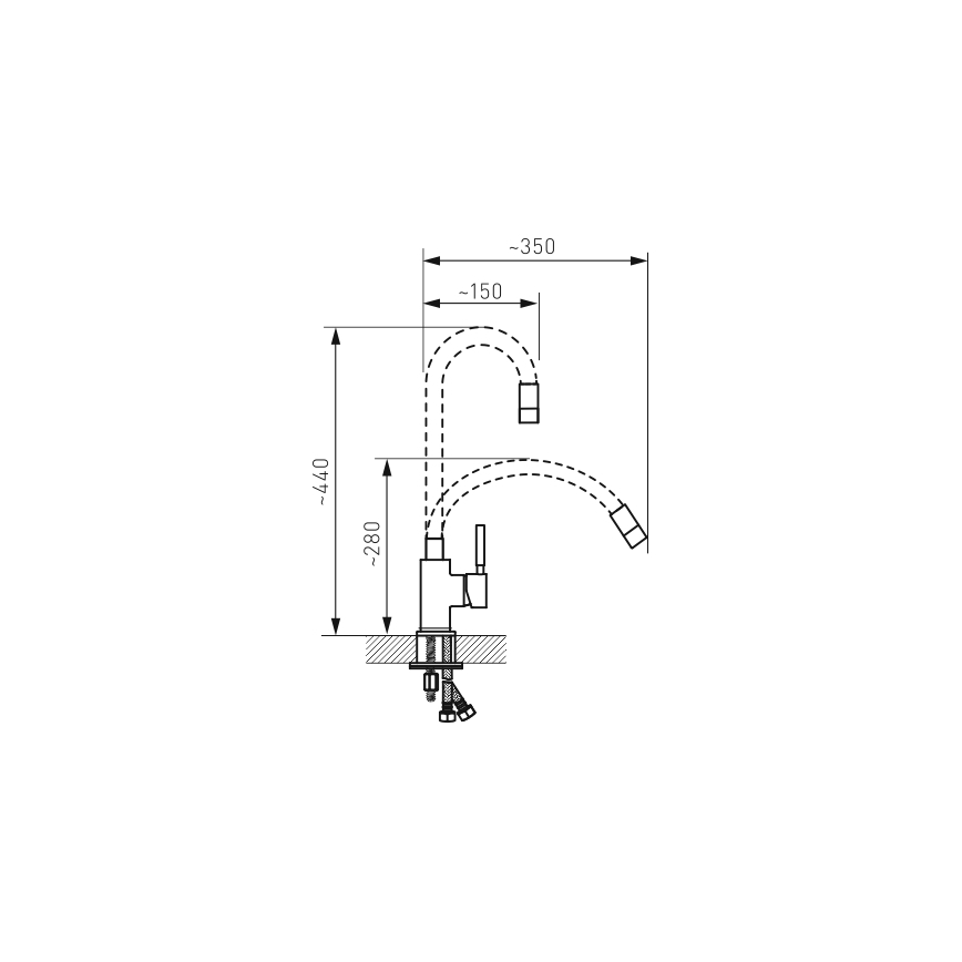 Novaservis - Hane m. fleksibel arm mat sort