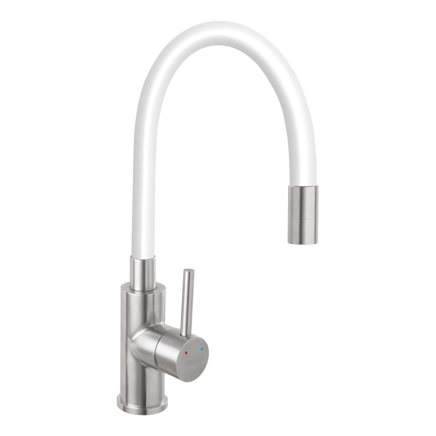 Novaservis - Hane m. fleksibel arm rustfri/hvid
