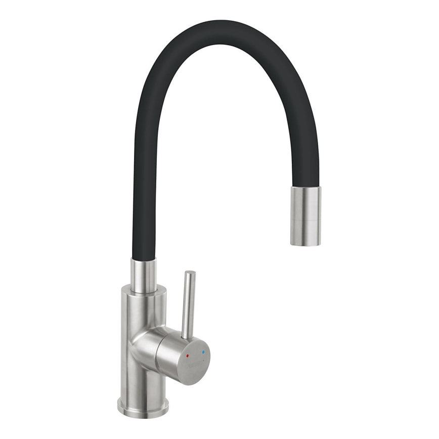 Novaservis - Hane m. fleksibel arm rustfri/mat sort