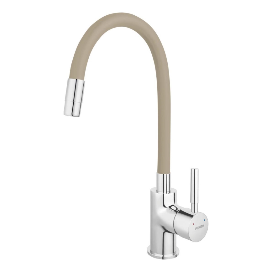 Novaservis - Hane m. fleksibel arm skinnende krom/beige