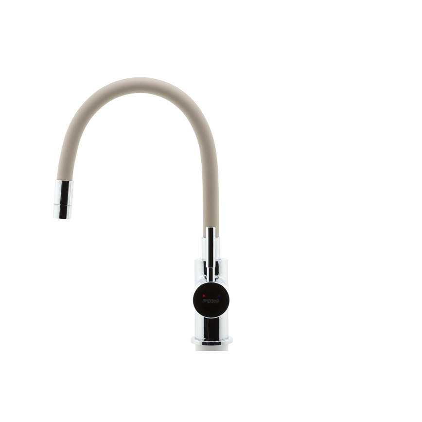 Novaservis - Hane m. fleksibel arm skinnende krom/beige