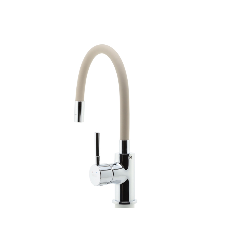 Novaservis - Hane m. fleksibel arm skinnende krom/beige