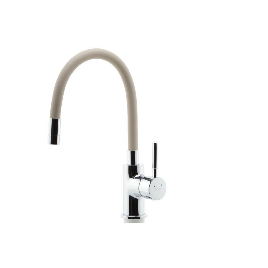 Novaservis - Hane m. fleksibel arm skinnende krom/beige