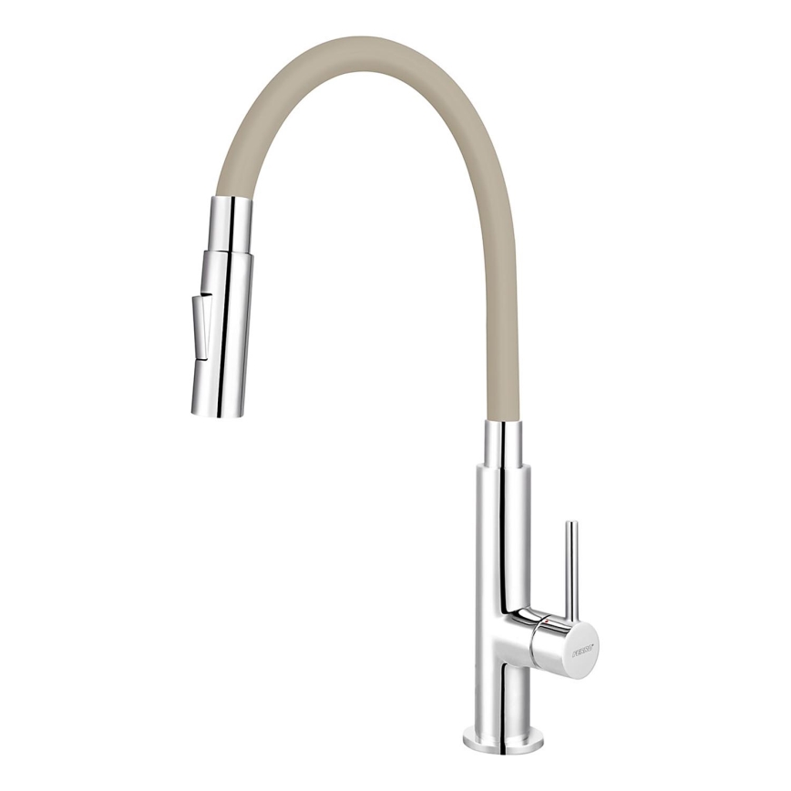 Novaservis - Hane m. fleksibel arm skinnende krom/beige
