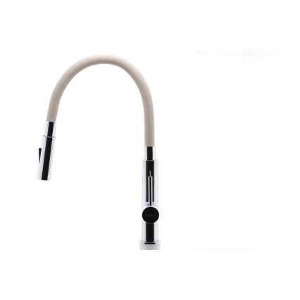 Novaservis - Hane m. fleksibel arm skinnende krom/beige