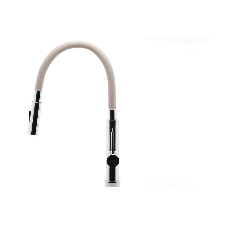 Novaservis - Hane m. fleksibel arm skinnende krom/beige