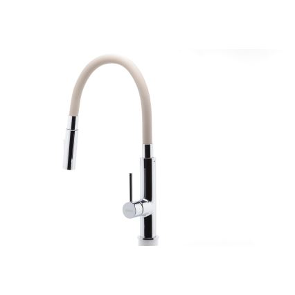 Novaservis - Hane m. fleksibel arm skinnende krom/beige