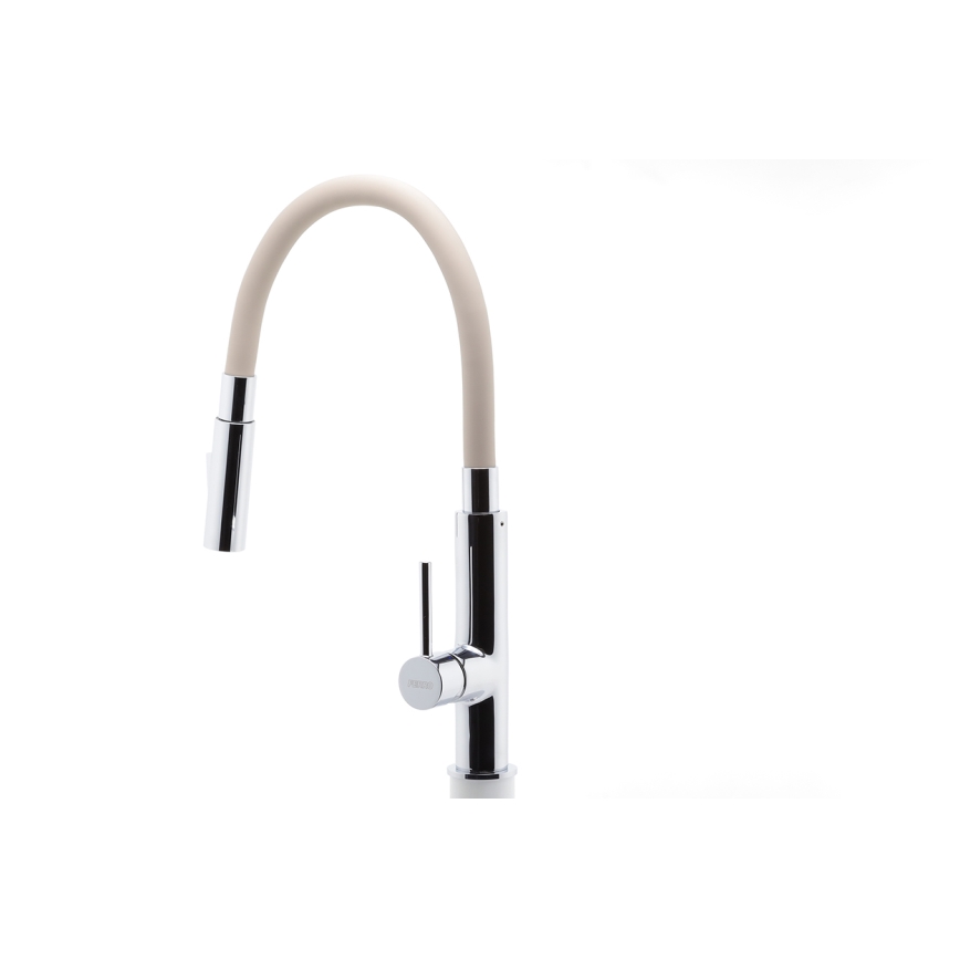 Novaservis - Hane m. fleksibel arm skinnende krom/beige
