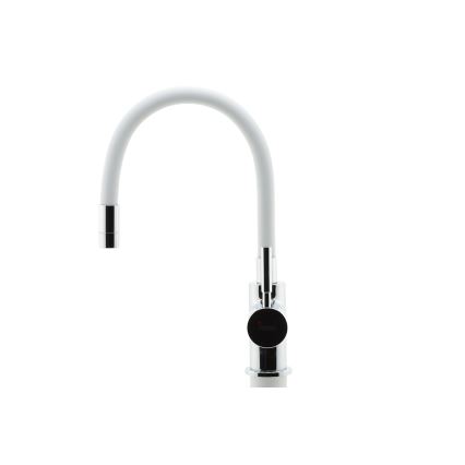 Novaservis - Hane m. fleksibel arm skinnende krom/hvid