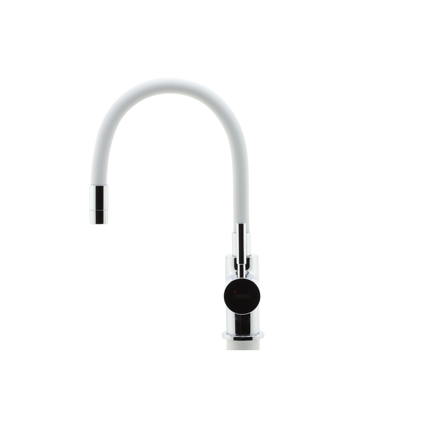 Novaservis - Hane m. fleksibel arm skinnende krom/hvid