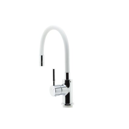 Novaservis - Hane m. fleksibel arm skinnende krom/hvid