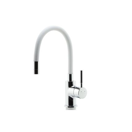 Novaservis - Hane m. fleksibel arm skinnende krom/hvid