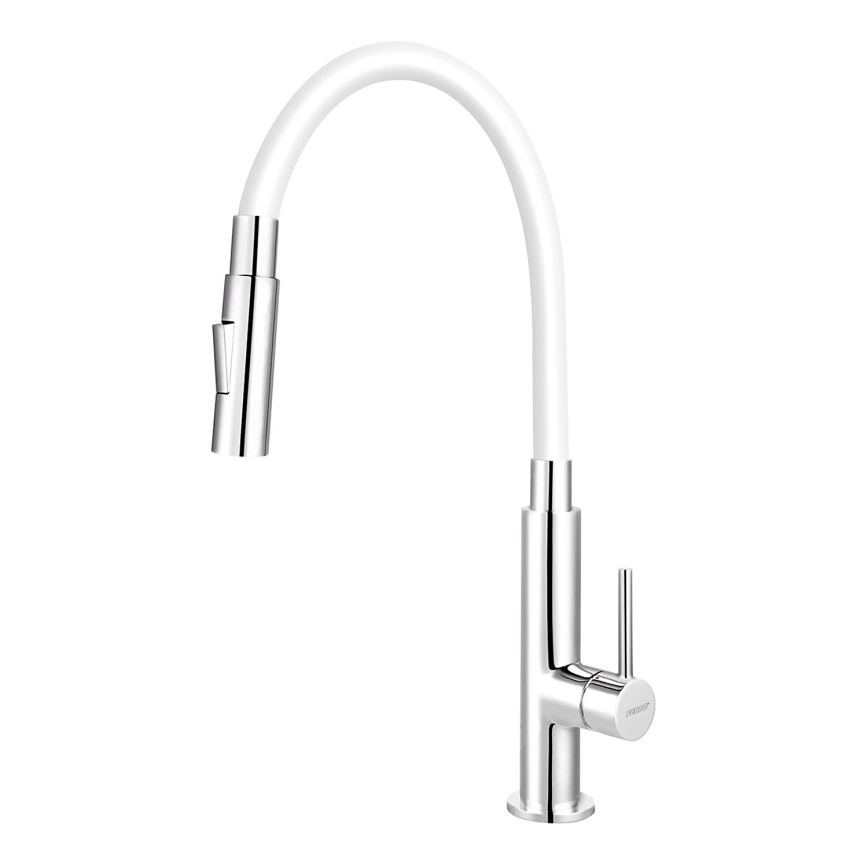 Novaservis - Hane m. fleksibel arm skinnende krom/hvid