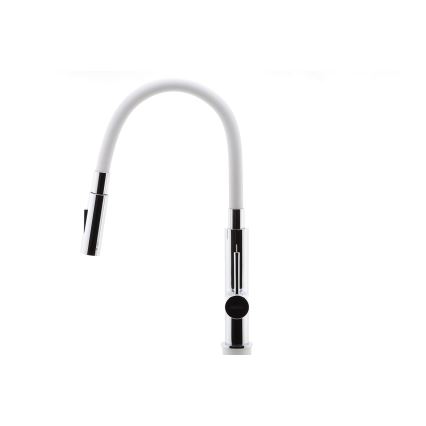 Novaservis - Hane m. fleksibel arm skinnende krom/hvid