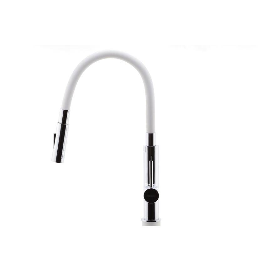 Novaservis - Hane m. fleksibel arm skinnende krom/hvid
