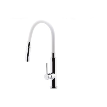 Novaservis - Hane m. fleksibel arm skinnende krom/hvid