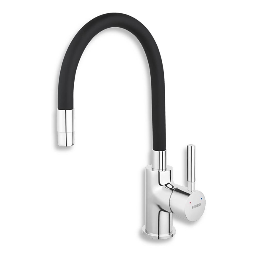 Novaservis - Hane m. fleksibel arm skinnende krom/mat sort