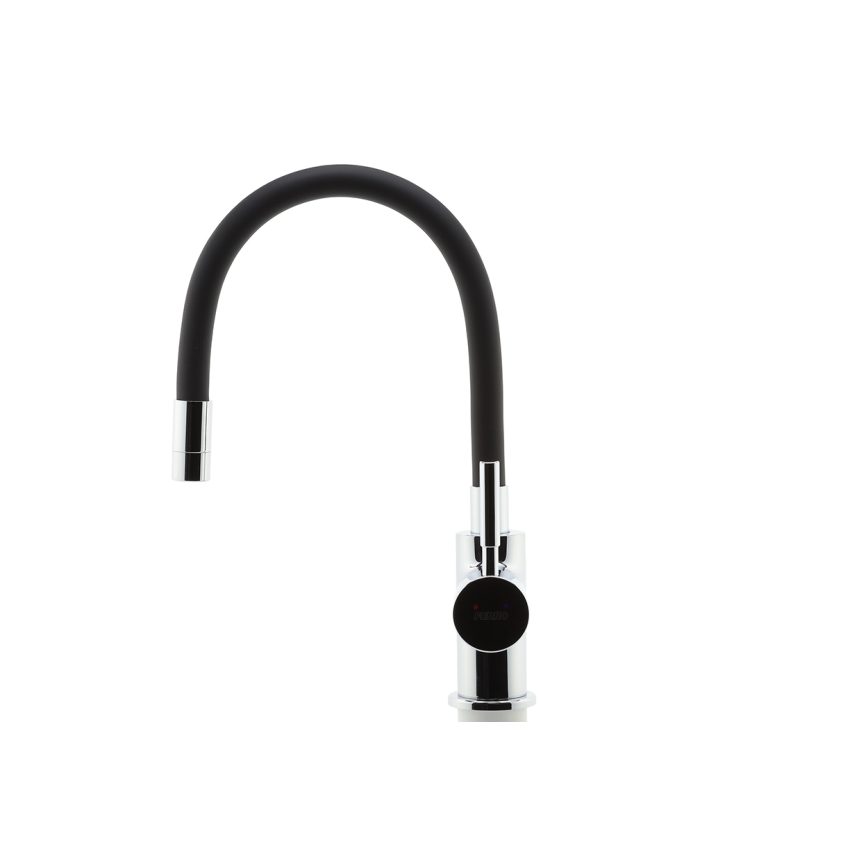 Novaservis - Hane m. fleksibel arm skinnende krom/mat sort