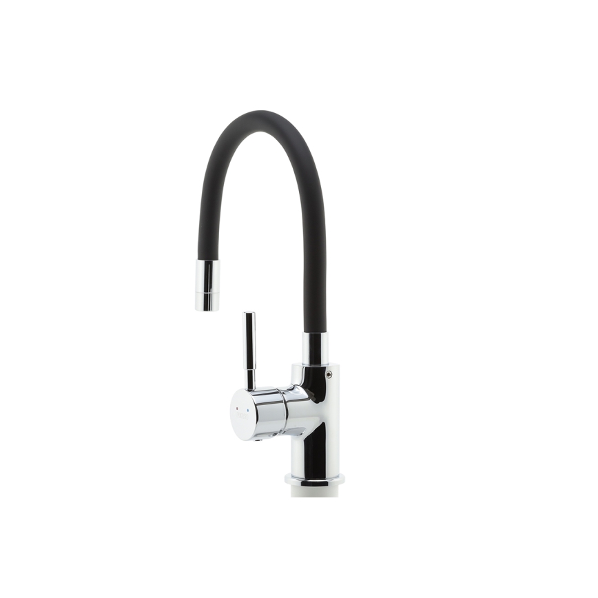 Novaservis - Hane m. fleksibel arm skinnende krom/mat sort