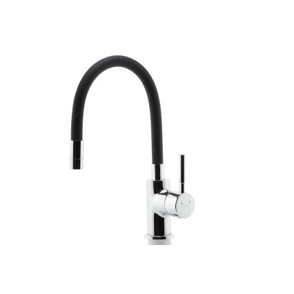 Novaservis - Hane m. fleksibel arm skinnende krom/mat sort