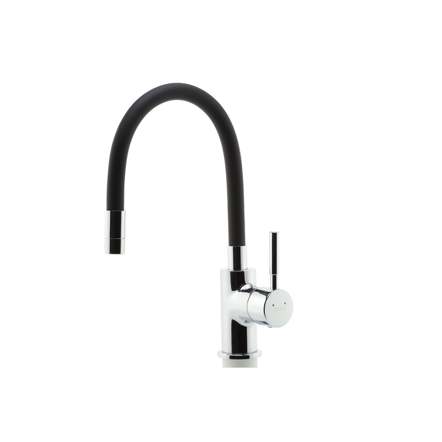 Novaservis - Hane m. fleksibel arm skinnende krom/mat sort