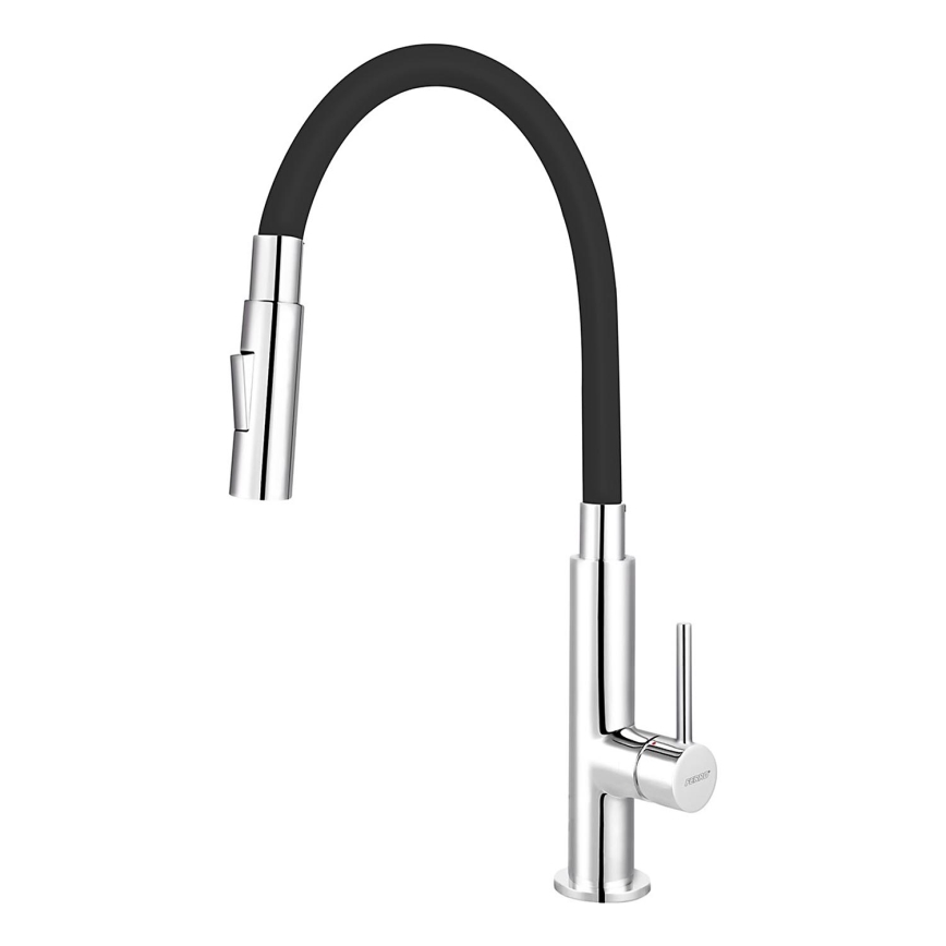 Novaservis - Hane m. fleksibel arm skinnende krom/sort