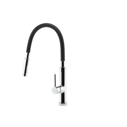 Novaservis - Hane m. fleksibel arm skinnende krom/sort