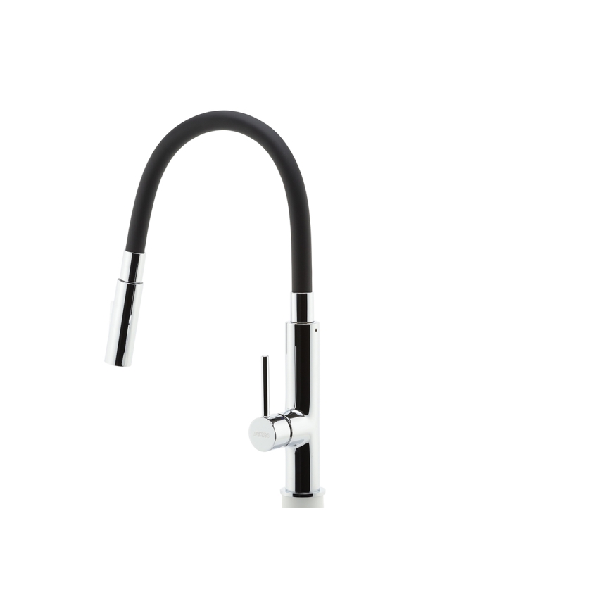 Novaservis - Hane m. fleksibel arm skinnende krom/sort