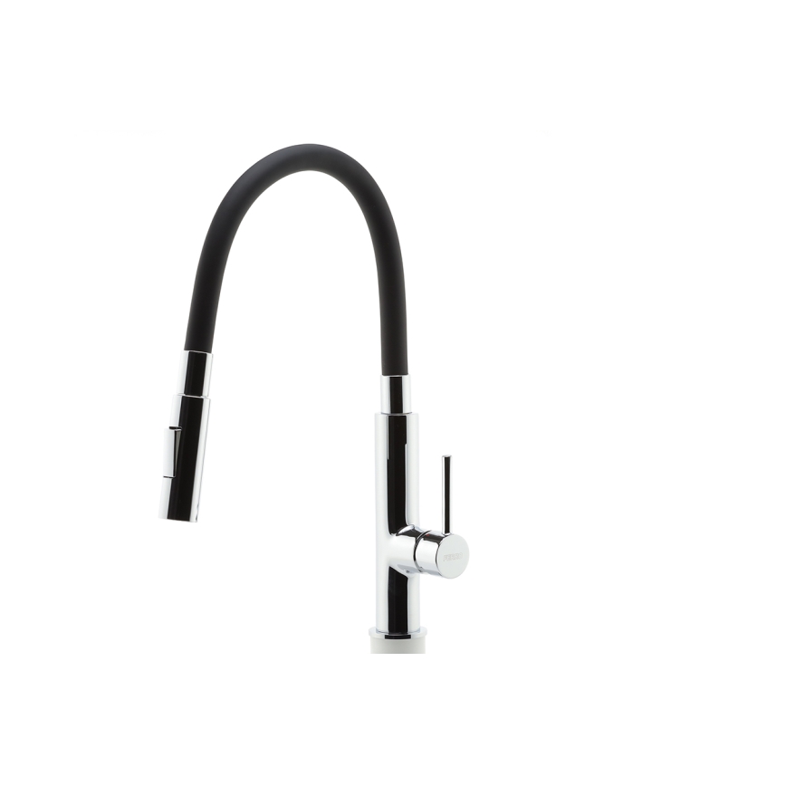 Novaservis - Hane m. fleksibel arm skinnende krom/sort
