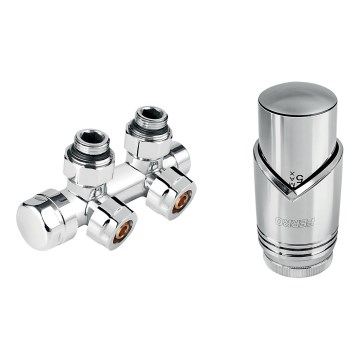 Novaservis - Komplet sæt til radiatorer med midtertilslutning, hjørneudførelse, blank krom