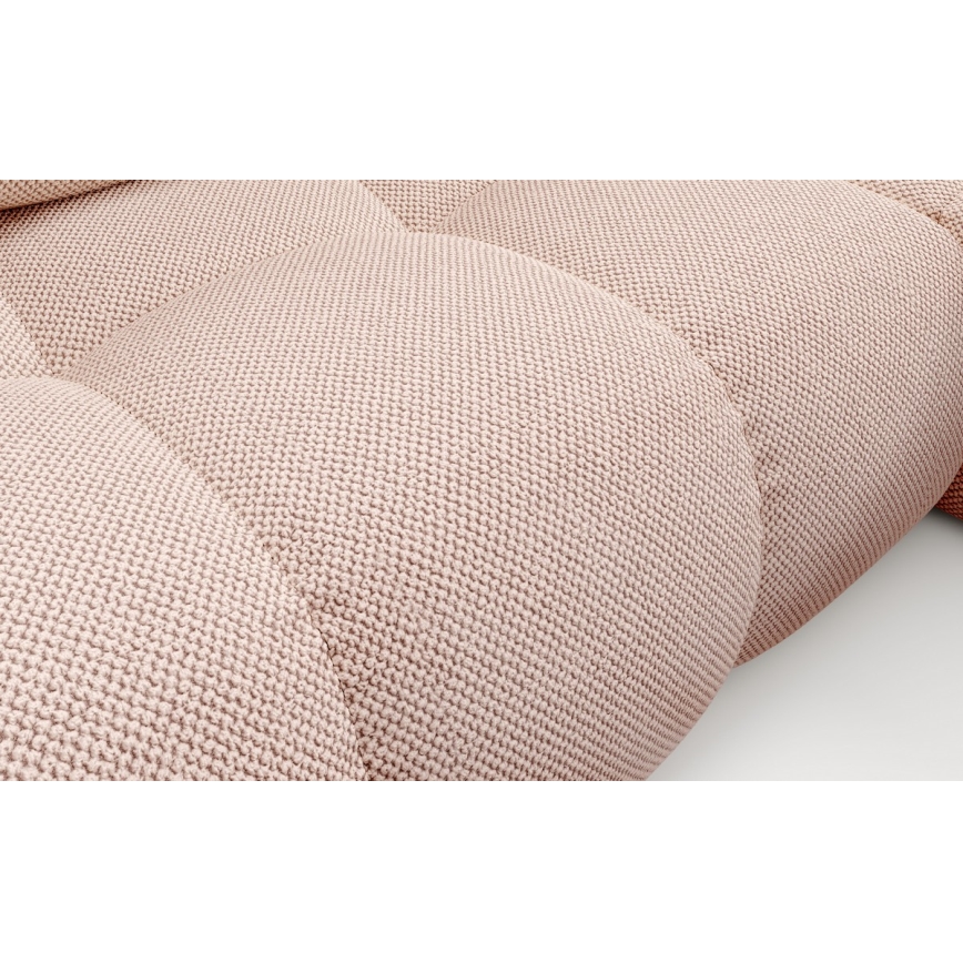 Polstret L-formet sovesofa med opbevaringsrum ALMADA, højrevendt, rosa