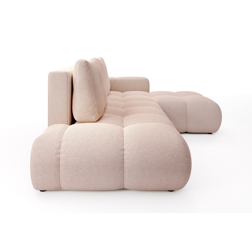 Polstret L-formet sovesofa med opbevaringsrum ALMADA, højrevendt, rosa