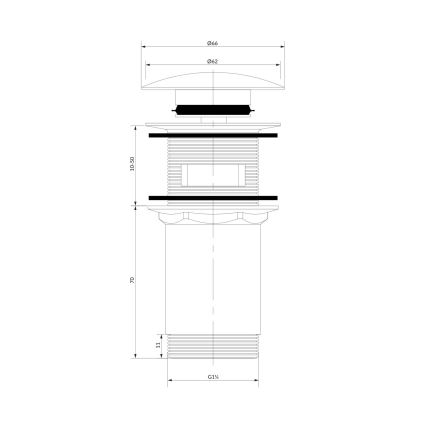 OMNIRES A706AT - Afløb til håndvask CLICK-CLACK diameter 6,6 cm børstet antracit