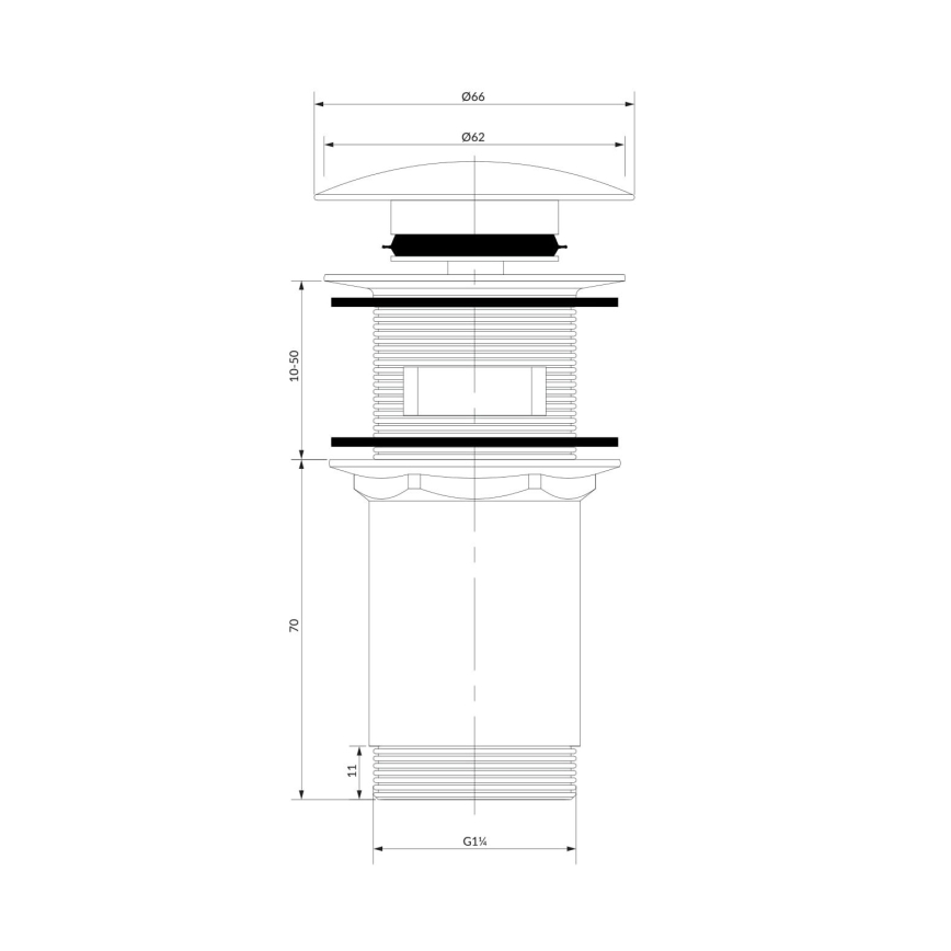 OMNIRES A706AT - Afløb til håndvask CLICK-CLACK diameter 6,6 cm børstet antracit
