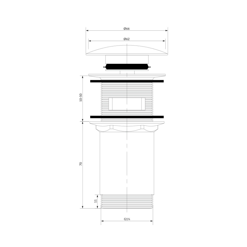 OMNIRES A706BM - Afløb til håndvask CLICK-CLACK diameter 6,6 cm mat hvid