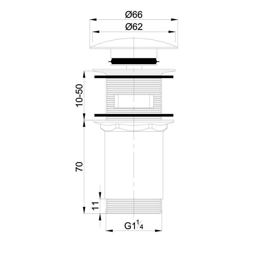 OMNIRES A706BP - Afløb til håndvask CLICK-CLACK diameter 6,6 cm skinnende hvid