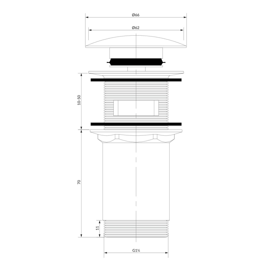 OMNIRES A706CPB - Afløb til håndvask CLICK-CLACK diameter 6,6 cm børstet kobber