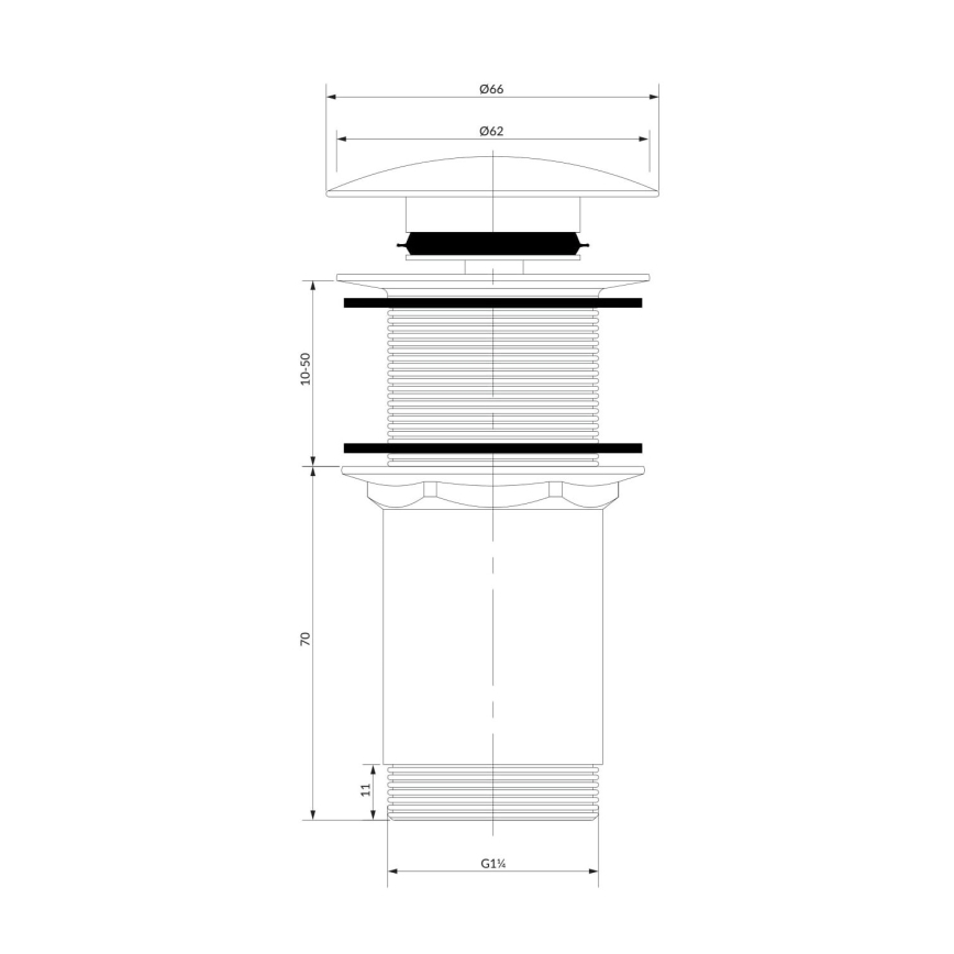 OMNIRES A716BL - Afløb til håndvask CLICK-CLACK diameter 6,6 cm semi-mat sort