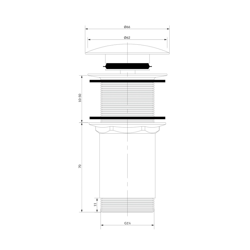 OMNIRES A716BP - Klik-klak afløb til håndvask pr. 6,6 cm blank hvid