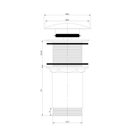 OMNIRES A716BR - Afløb til håndvask CLICK-CLACK diameter 6,6 cm børstet antik bronzefarve